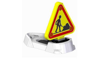 Triunghiuri rutiere luminoase pentru „DRUM IN LUCRU” (AK5) – pentru vehicule de utilitati si interventii in trafic